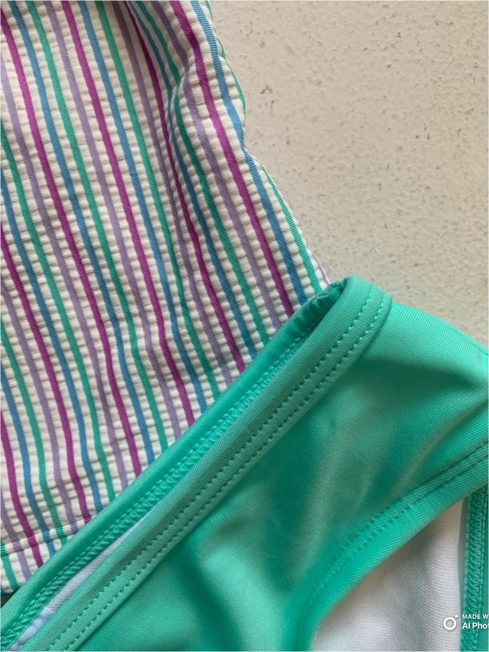Cat & Jack Girls Purple Green Stripe Tankini Bikini Set Size Small NWT Beach